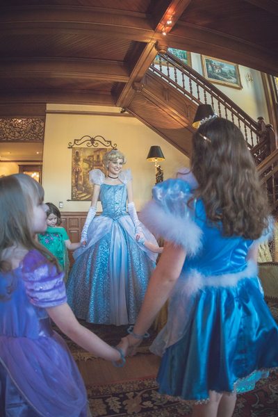Cinderella leads a dance at the royal ball